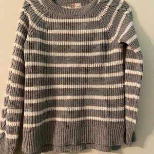 Gray and White Stripe Sweater